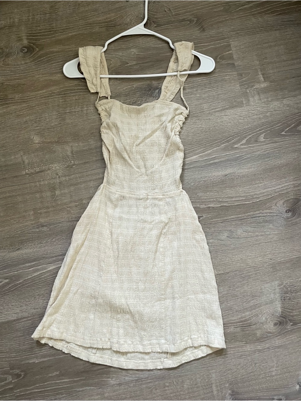 Free People Cream Textured Mini Sundress
